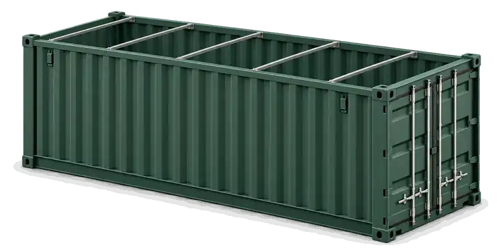 Illustration of a 20 feet open top container