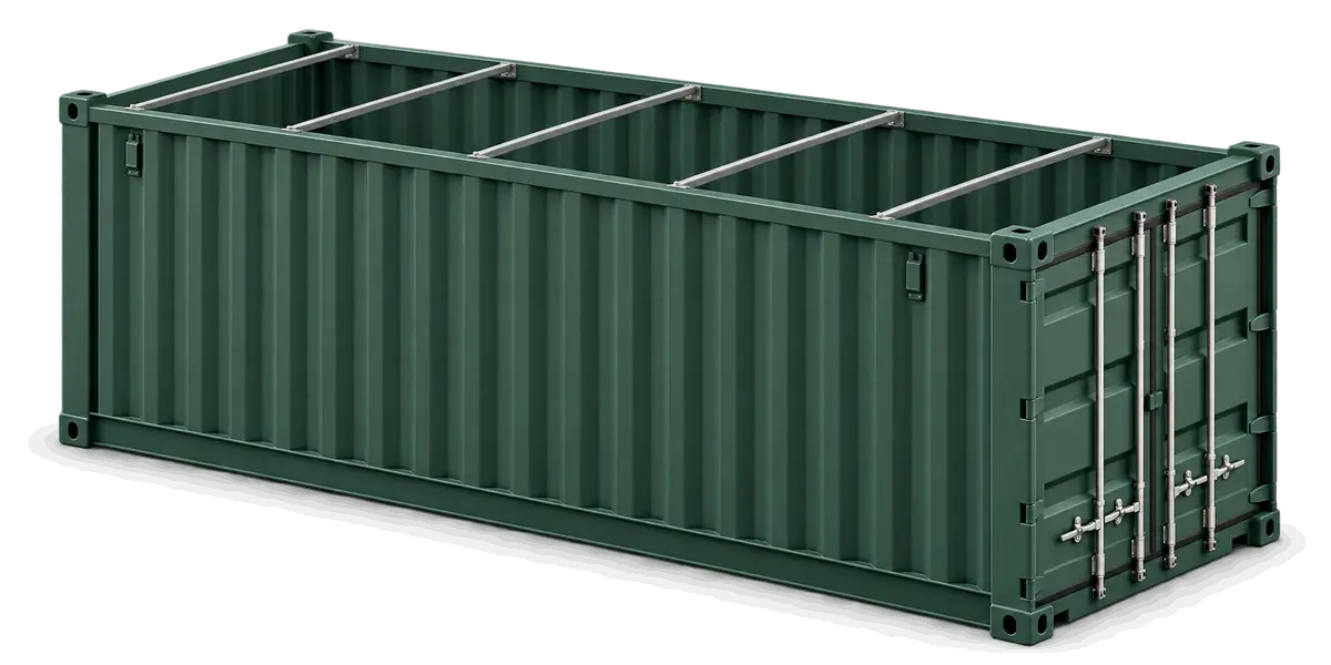 Illustration of a 20 ft open top container