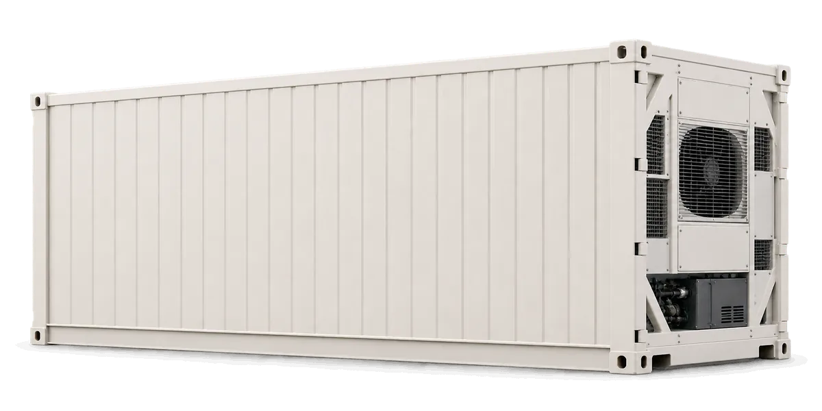 Illustration of a new or one-trip 20 ft reefer container