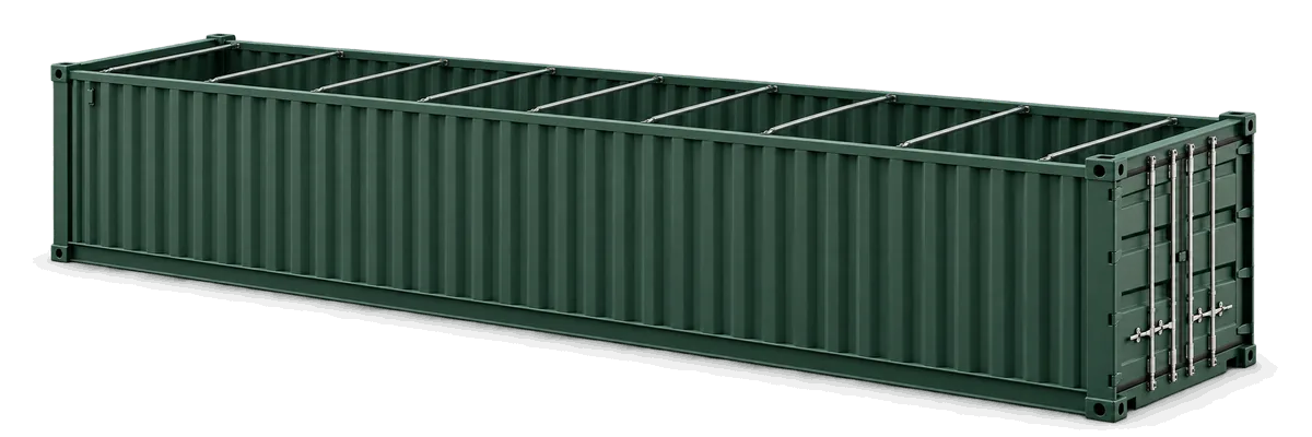 Illustration of a 40 ft open top container